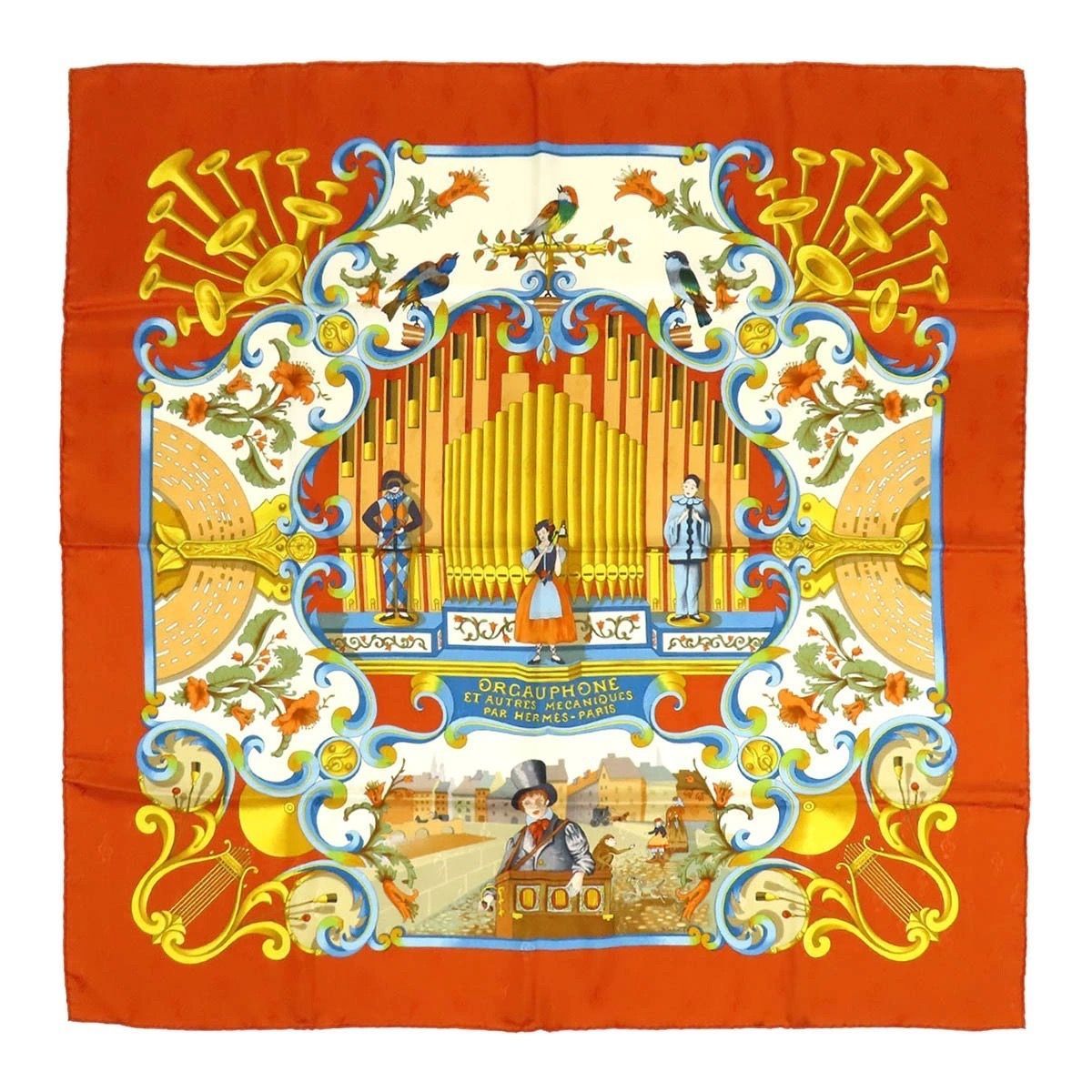 HERMES エルメス スカーフ シルク100％ カレ90 ORGAUPHONE ET AUTRES