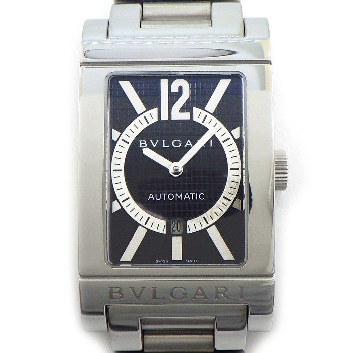 ブルガリ BVLGARI 腕時計 レッタンゴロ RT45S レクタンギュラー ブラック文字盤 デイト SS 自動巻き 【中古】 58,800円