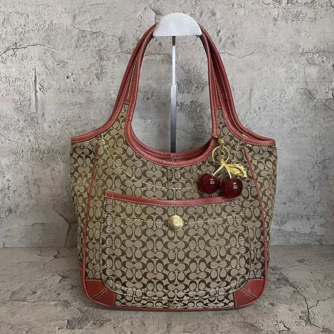 COACH Y2K Ergo Signature Hobo Red Bag　コーチ トートバッグ エルゴ ホーボー シグネチャー キャンバス レザー 赤 レッド