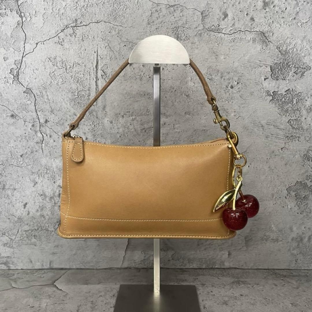 美品　Old Coach Camel Accessory Pouch 9311　オールドコーチ アクセサリーポーチ ショルダー レザー キャメル ベージュ