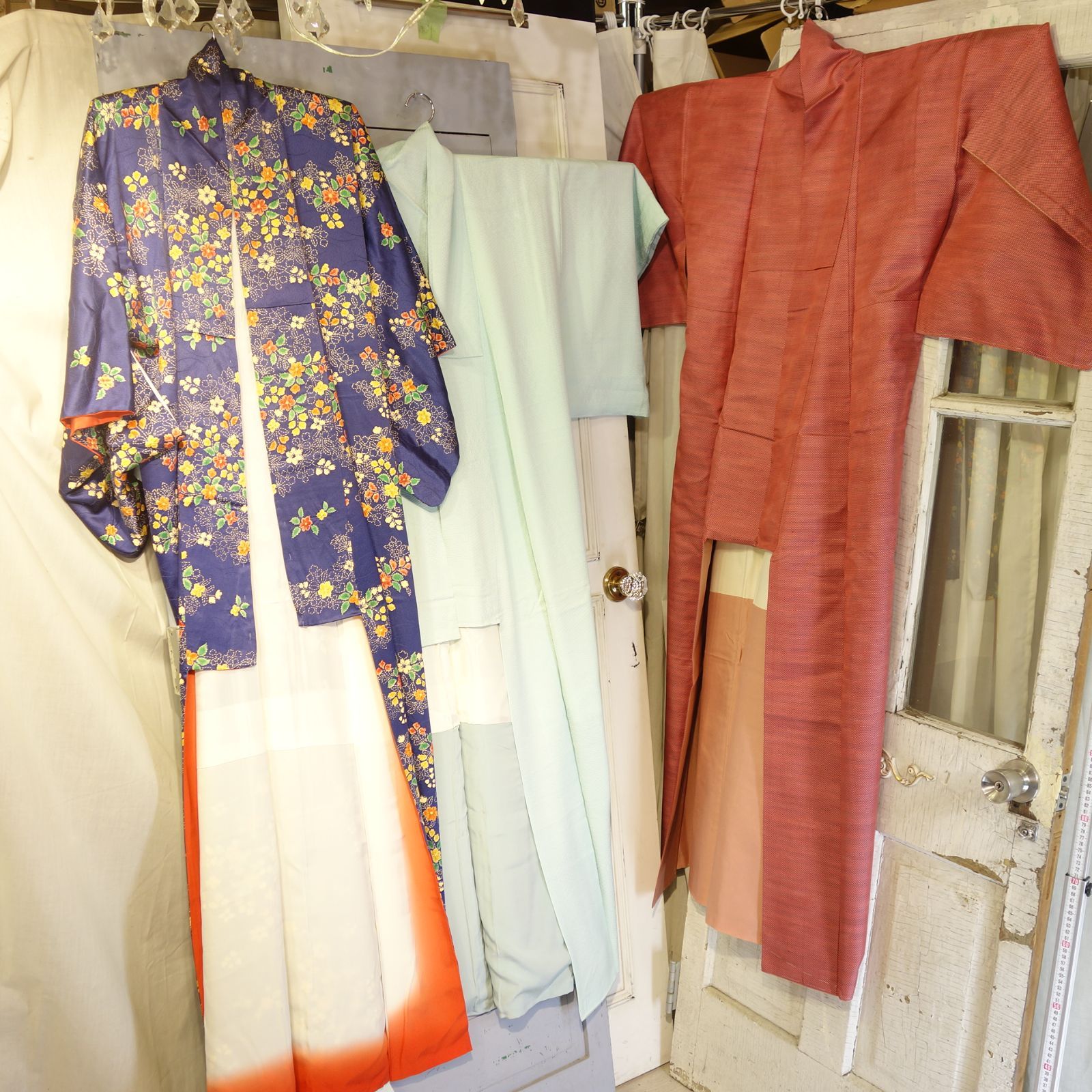 【新品・未使用】着物セット 和服 和装 着物 長期保管品 経年劣化あり リメイク素材・生地にも M385