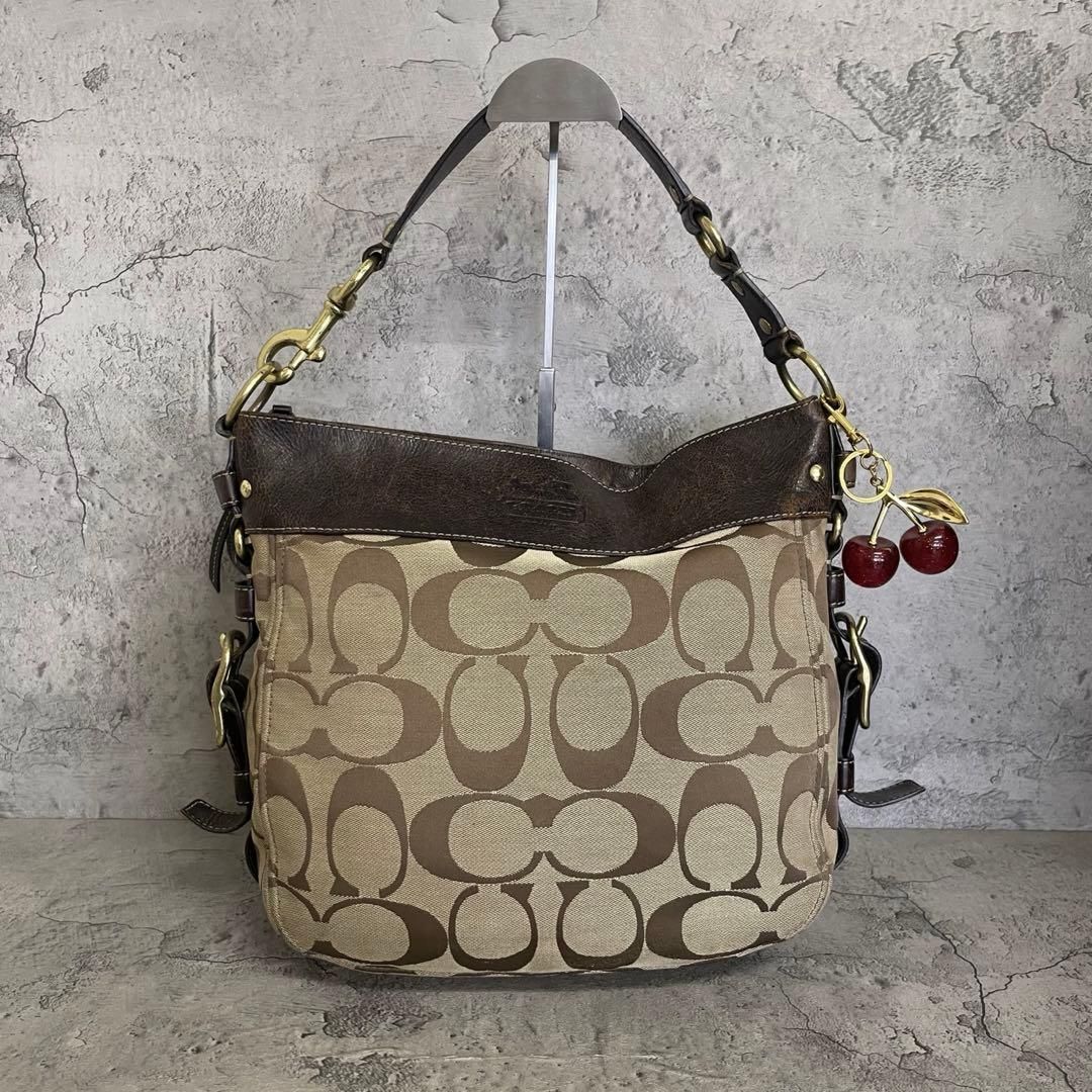 COACH Y2K Soho Signature Shoulder Bag コーチ ワンショルダーバッグ ソーホー シグネチャー 金金具 キャンバス レザー 茶 ブラウン