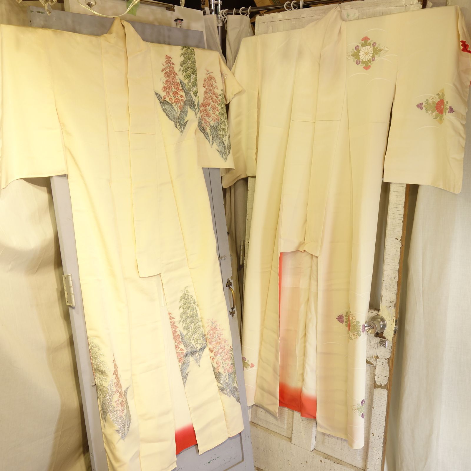 【新品・未使用】白地絵羽着物 和服 和装 着物 長期保管品 経年劣化あり リメイク素材・生地にも M387その他