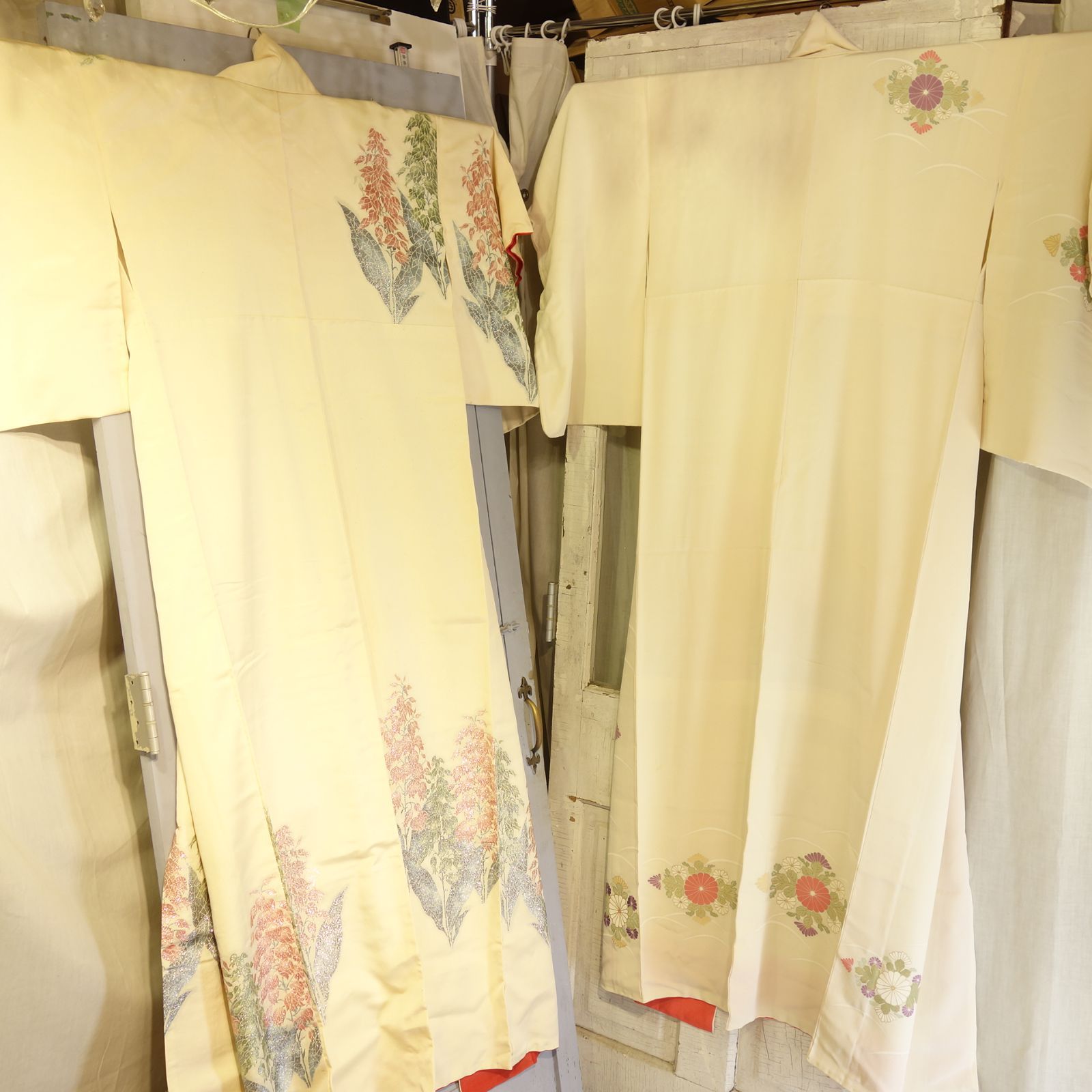 【新品・未使用】白地絵羽着物 和服 和装 着物 長期保管品 経年劣化あり リメイク素材・生地にも M387