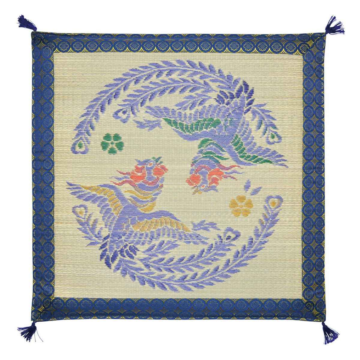 座布団 国産い草御前座布団 鳳凰 70×70cm ( 仏前座布団 ざぶとん 夏用 い草 日本製 仏前 法要 法事 仏壇座布団 御前座布団 仏壇 住職 お坊さん お寺さん 収納袋付き 夏 お盆 新盆 初盆 御盆 お彼岸 お寺様用 仏壇用 )