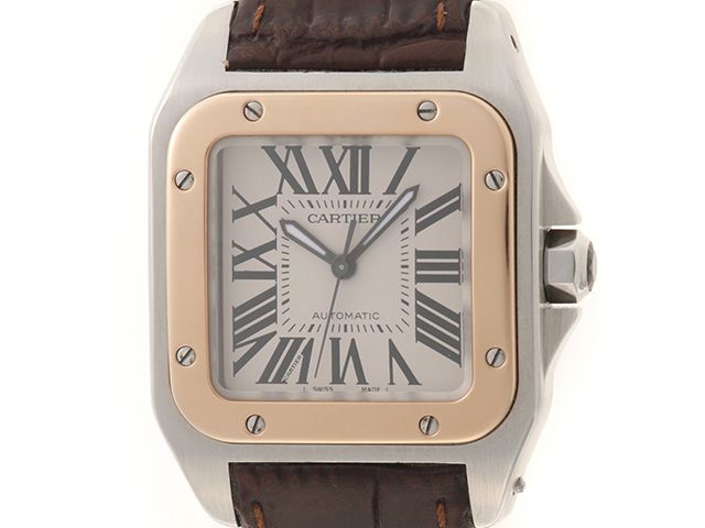 CARTIER カルティエ サントス 100MM W20107X7 腕時計 本革/ステンレス シルバー文字盤 ユニセックス【中古】200