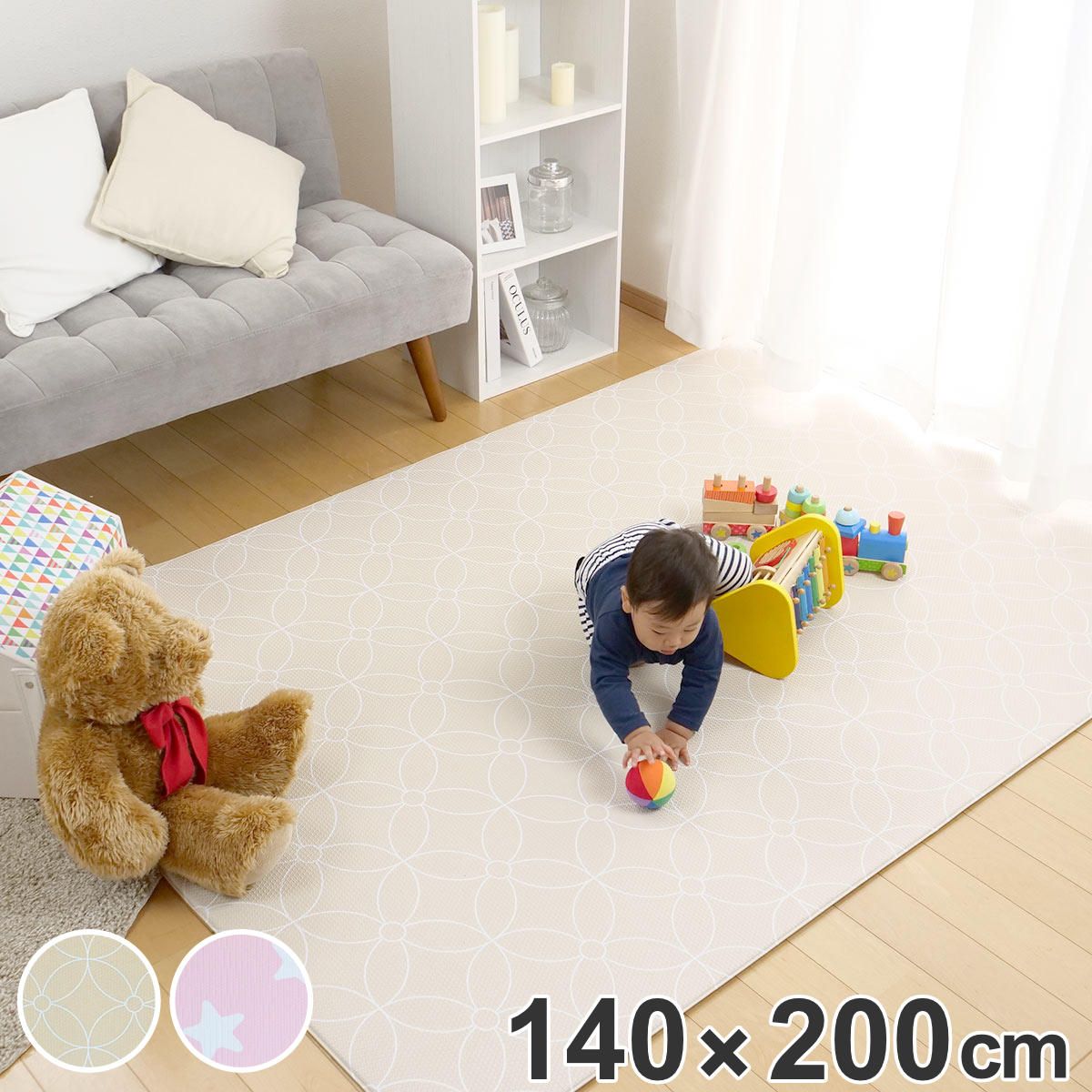 プレイマット ベビー PVCマット 防炎 厚手 シームレス 200cm 140cm （ ベビーマット 床暖房対応 低反発 赤ちゃん ペット ベビー用品 ペット用品 ベビープレイマット クッションマット フロアマット お昼寝 ごろ寝 かわいい おしゃれ ）