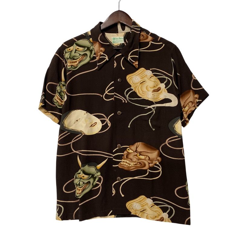 【中古品】 SUN SURF サンサーフ SS36653 2014年製 NOH MASK RAYON OPEN COLLAR SS SHIRT 能面 レーヨン オープン カラー ショートスリーブ シャツ【145-260821-cs-07-izu】