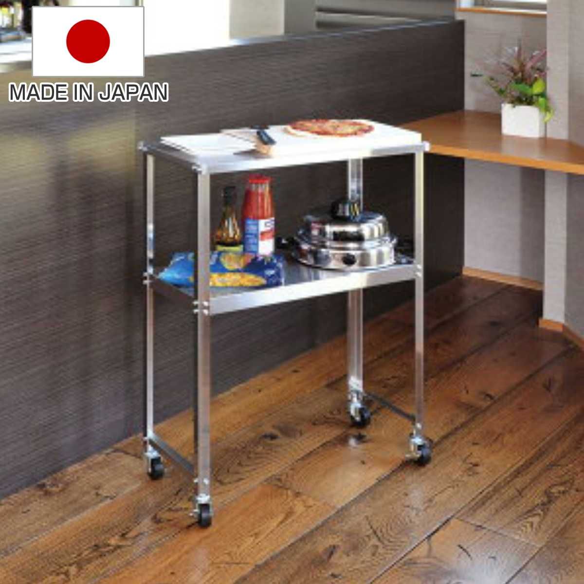 キッチンワゴン ステンレス移動キッチン作業台 幅60cm （ アジャスター付き 天板付き キッチンストッカー キッチン ストッカー 日本製 作業台 隙間収納 収納 作業台ワゴン オールステンレス 整理 補助スペース 洗面所 ）
