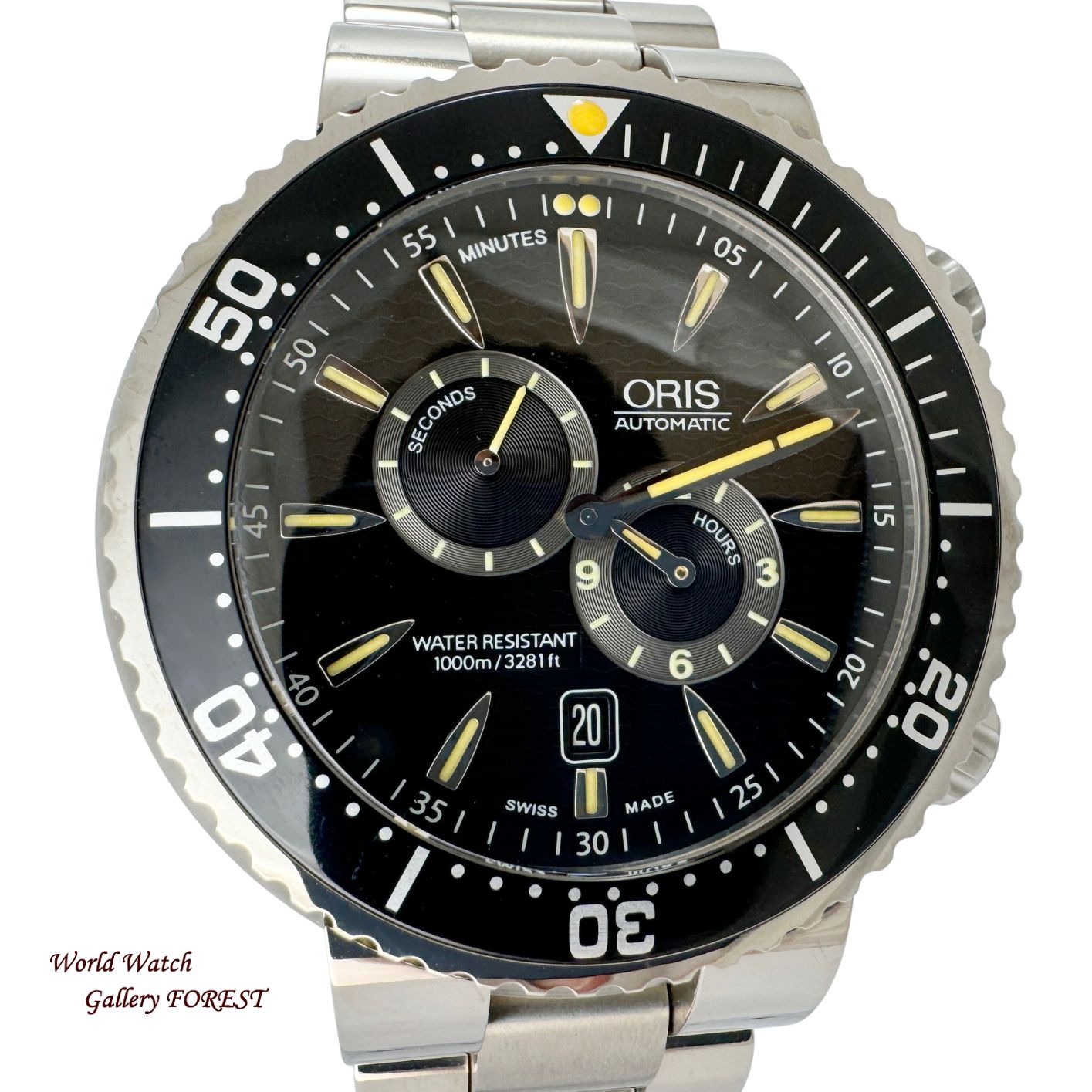 【オリス ORIS☆レギュレーター 1000M】マイスタータオハー 01 649 7610 7164 チタン 中古 メンズ腕時計 自動巻き 黒文字盤☆AAランク☆