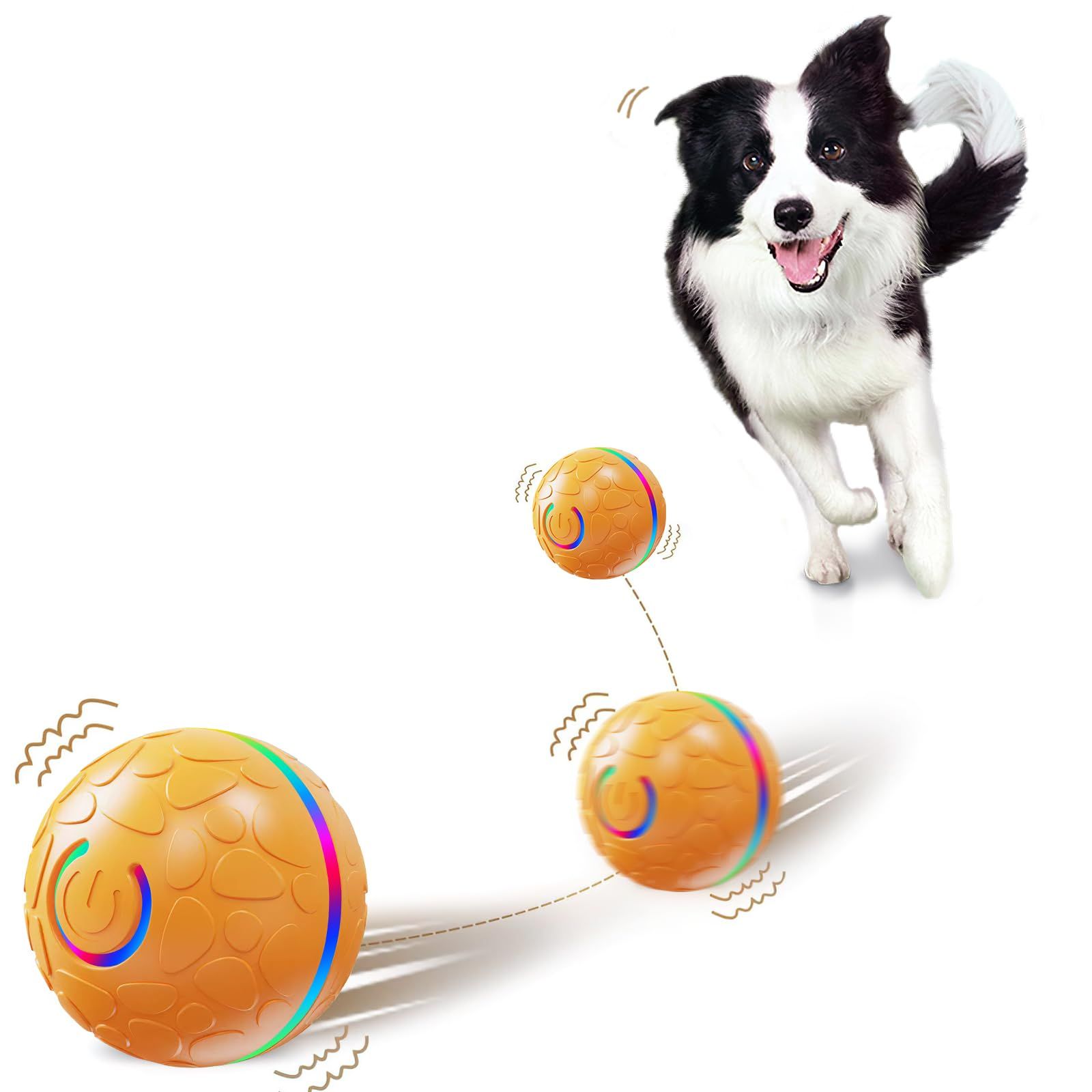 【第二世代・SNSで話題】2026 年リニューアル版！犬 ボール 動くおもちゃ 自動回転 障害物検知 逃げる 不規則な動き 光る LED | 狩猟本能を刺激 追いかける 運動不足解消 ストレス発散 | USB充電 丸洗いOK 中小型犬向け 猫用(薄オレンジ)★ 6,060円
