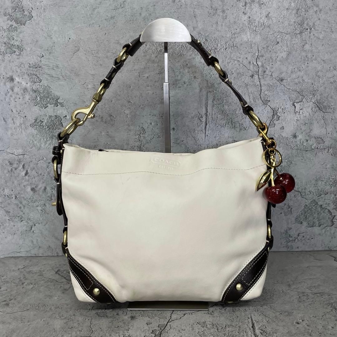 COACH Y2K Carly Hobo Leather Shoulderbag　コーチ ワンショルダーバッグ カーリー ターンロック バイカラー レザー 茶 白