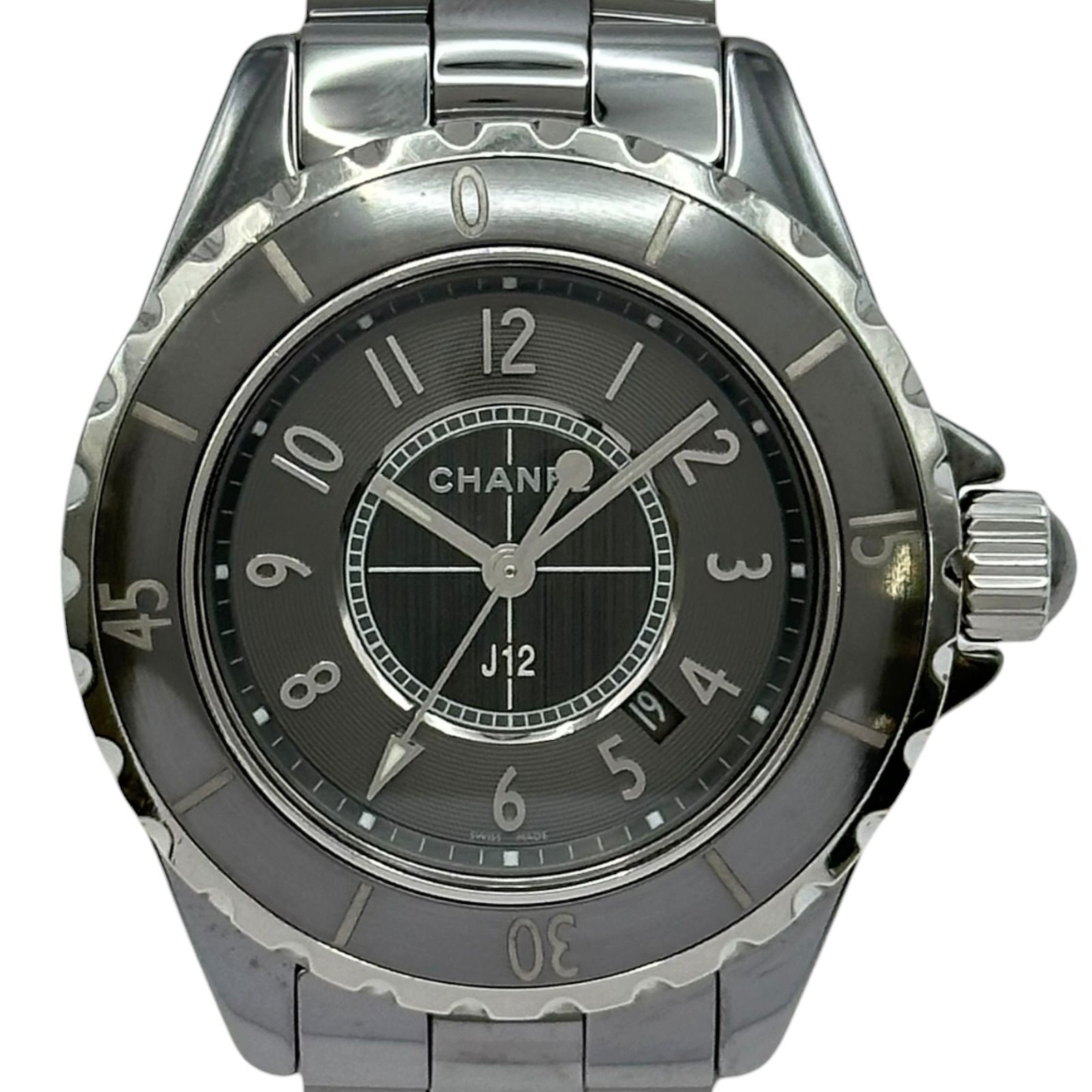 シャネル CHANEL J12 クロノマティック 33MM H2978 グレー チタン/セラミック クオーツ レディース 腕時計