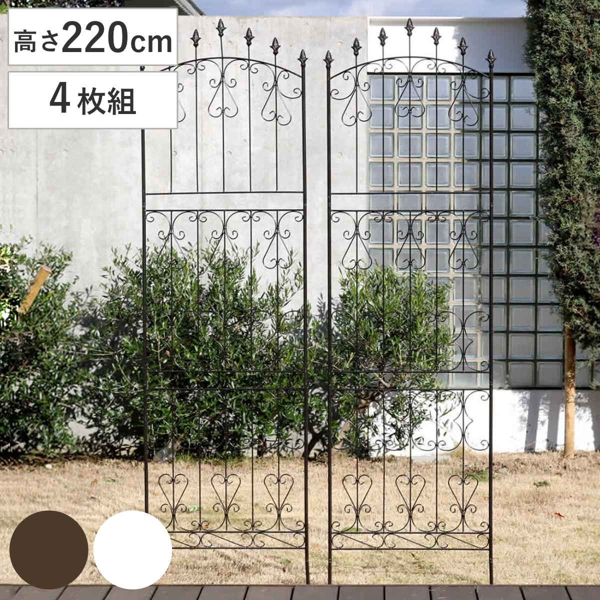 フェンス アイアン ローズフェンス 高さ220cm ハイタイプ 4枚組 （ ガーデンフェンス インテリア ガーデニング雑貨 アンティーク おしゃれ ガーデニング スチール ディスプレイ オブジェ 置物 庭 ガーデングッズ ）