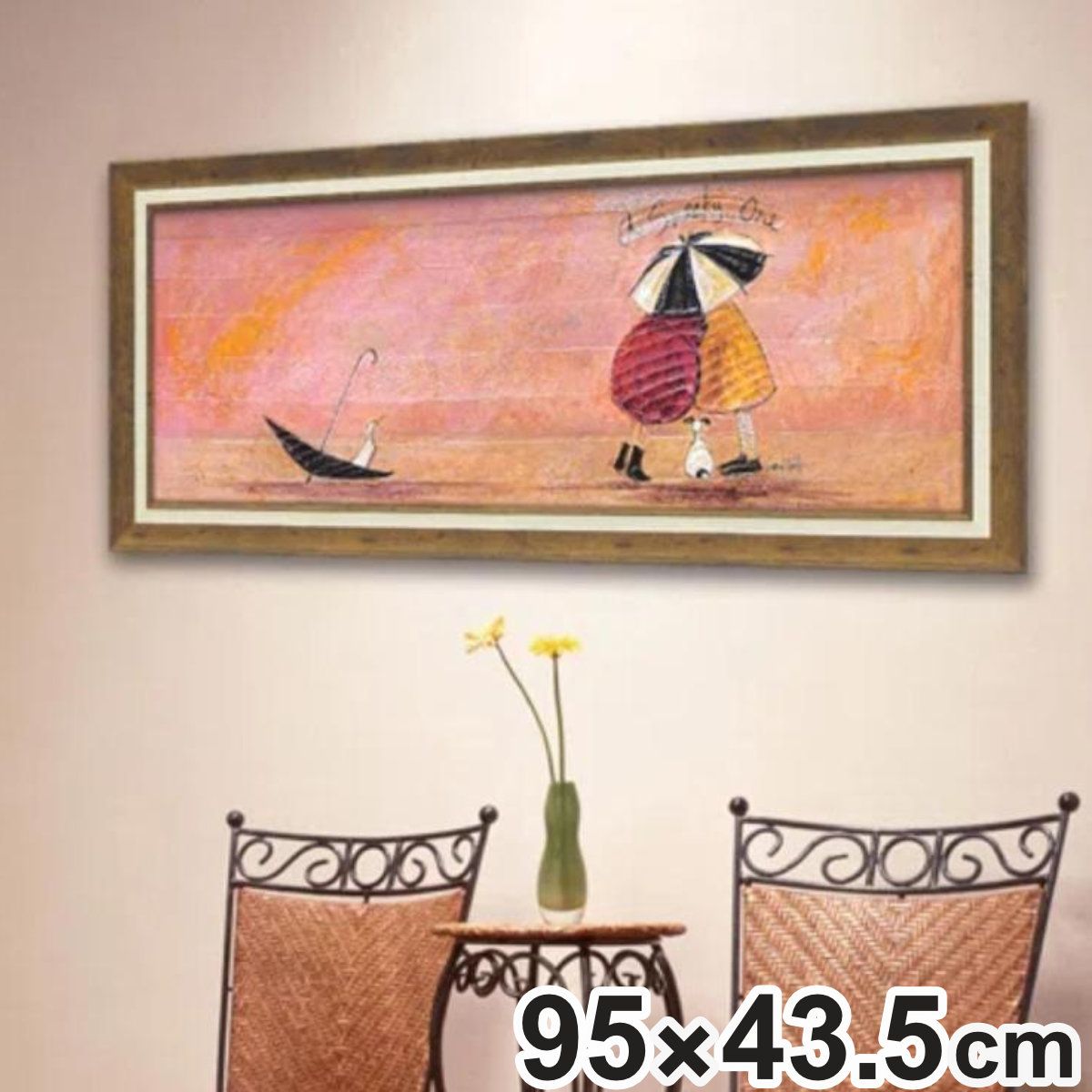 アートパネル サムトフト 『スニーキー ワン』 95×43.5cm （ 絵画 絵 アート インテリア 額 額入り 壁掛け 犬 動物 傘 ポスター アートフレーム アートポスター ウォールアート パネル 額付き かわいい ） 14,212円