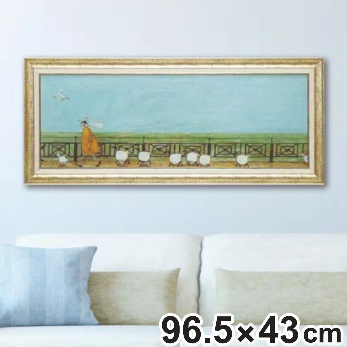 アートパネル サムトフト 『ひつじ達と散歩』 96.5×43cm （ 絵画 絵 アート インテリア 額 額入り 壁掛け ひつじ 羊 動物 ポスター アートフレーム アートポスター ウォールアート パネル 額付き かわいい ） 15,444円