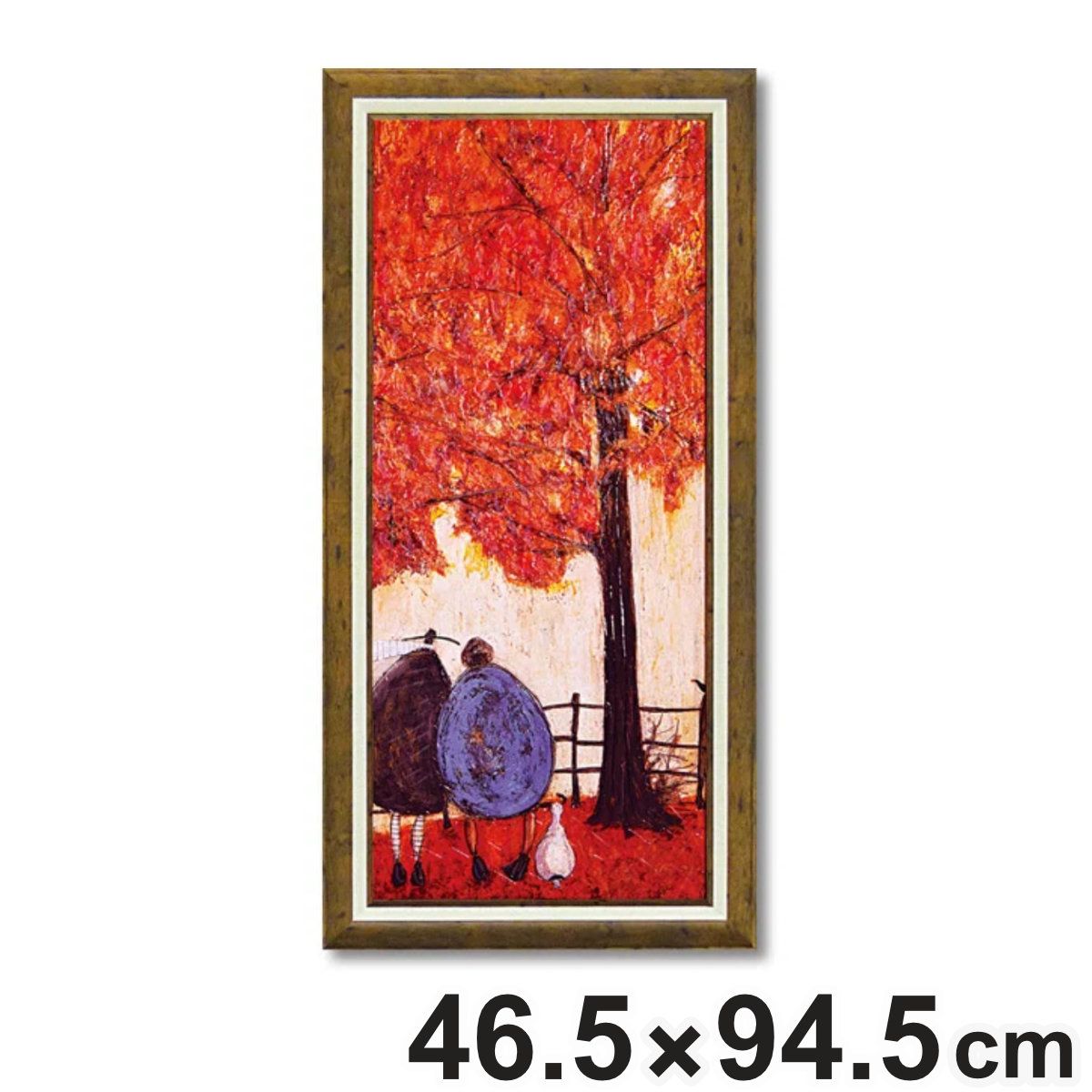 アートパネル サムトフト 『オータム』 46.5×94.5cm （ 絵画 絵 アート インテリア 額 額入り 壁掛け 犬 動物 紅葉 秋 縦 ポスター アートフレーム アートポスター ウォールアート パネル 額付き かわいい 縦型 ）