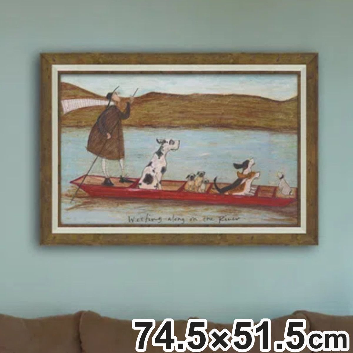 アートパネル サムトフト 『わんわんリバークルーズ』 74.5×51.5cm （ 絵画 絵 アート インテリア 額 額入り 壁掛け 犬 動物 ポスター アートフレーム アートポスター ウォールアート パネル 額付き かわいい ） 15,048円