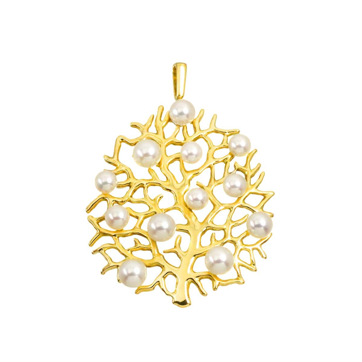 ミキモト MIKIMOTO ベビーパール 4.9-3.9mm ペンダント トップ K18 YG イエローゴールド 750 パール Baby Pearl Pendant Top 90332752