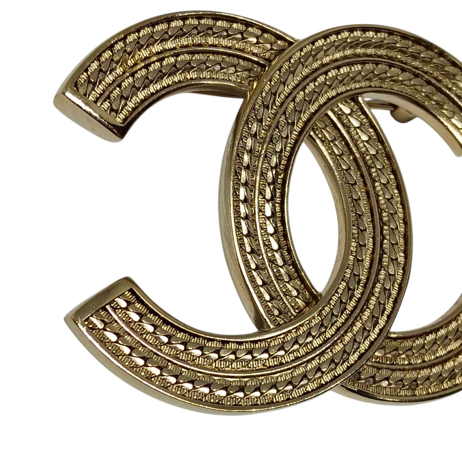 CHANEL シャネル ココマーク チェーンモチーフ ブローチ A24B ゴールド