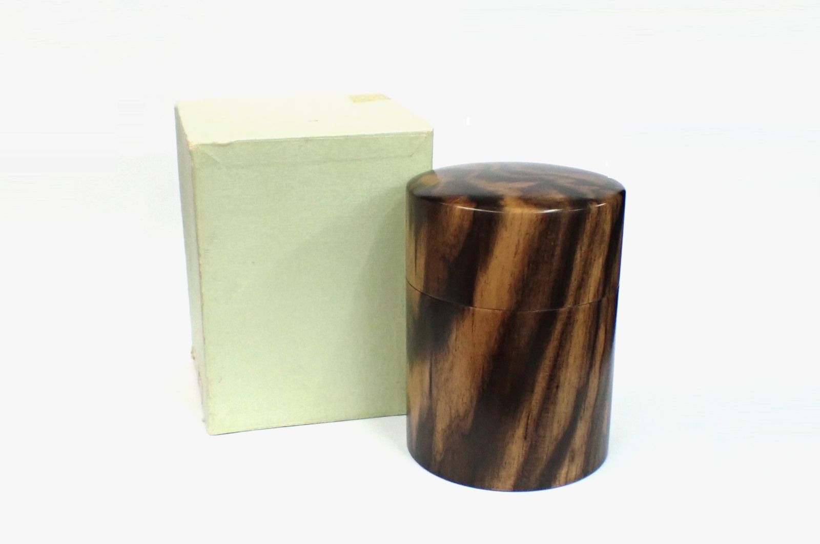 ▲茶道具22 未使用美品 飯野正義「黒柿茶筒」▲山形県飯野工芸/消費税0円