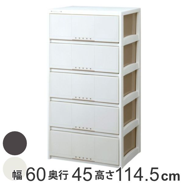チェスト 5段 幅60cm ルームケース リビングチェスト プラスチック 日本製 （ 幅60×奥行45×高さ114.5cm 収納ケース 引き出し 完成品 収納 ワイド タンス 衣類収納 衣装ケース 衣類 洋服 リビング収納 ）