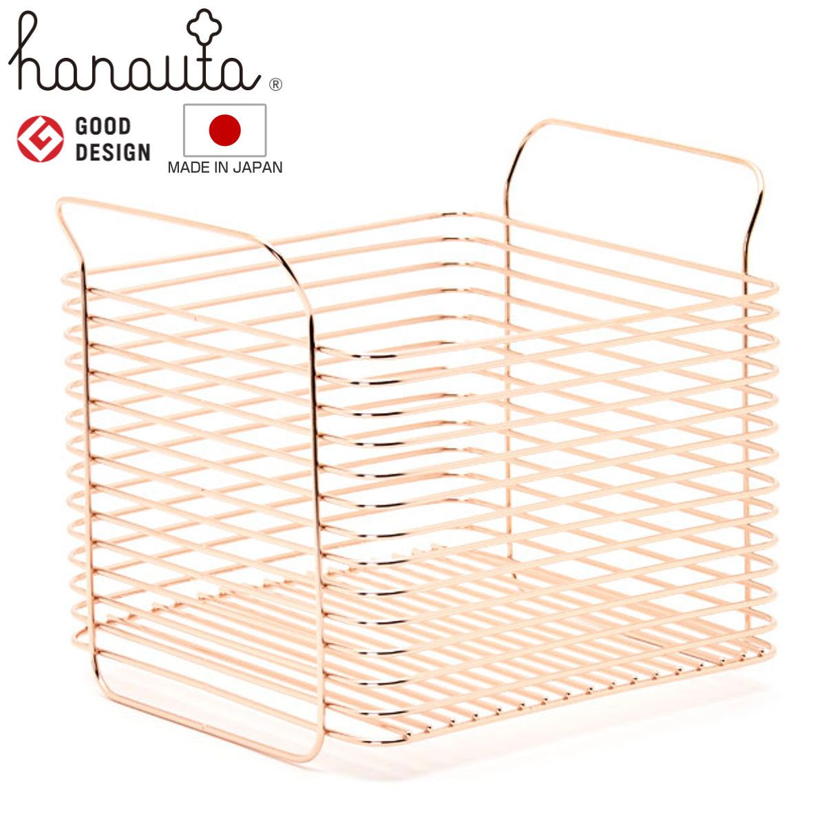 キッチンバスケット L hanauta ハナウタ ローズゴールド ( ワイヤーバスケット ワイヤーラック 収納バスケット ステンレス 日本製 かご 深型 収納かご 小物入れ 収納ボックス 整理ボックス キッチン 収納 )