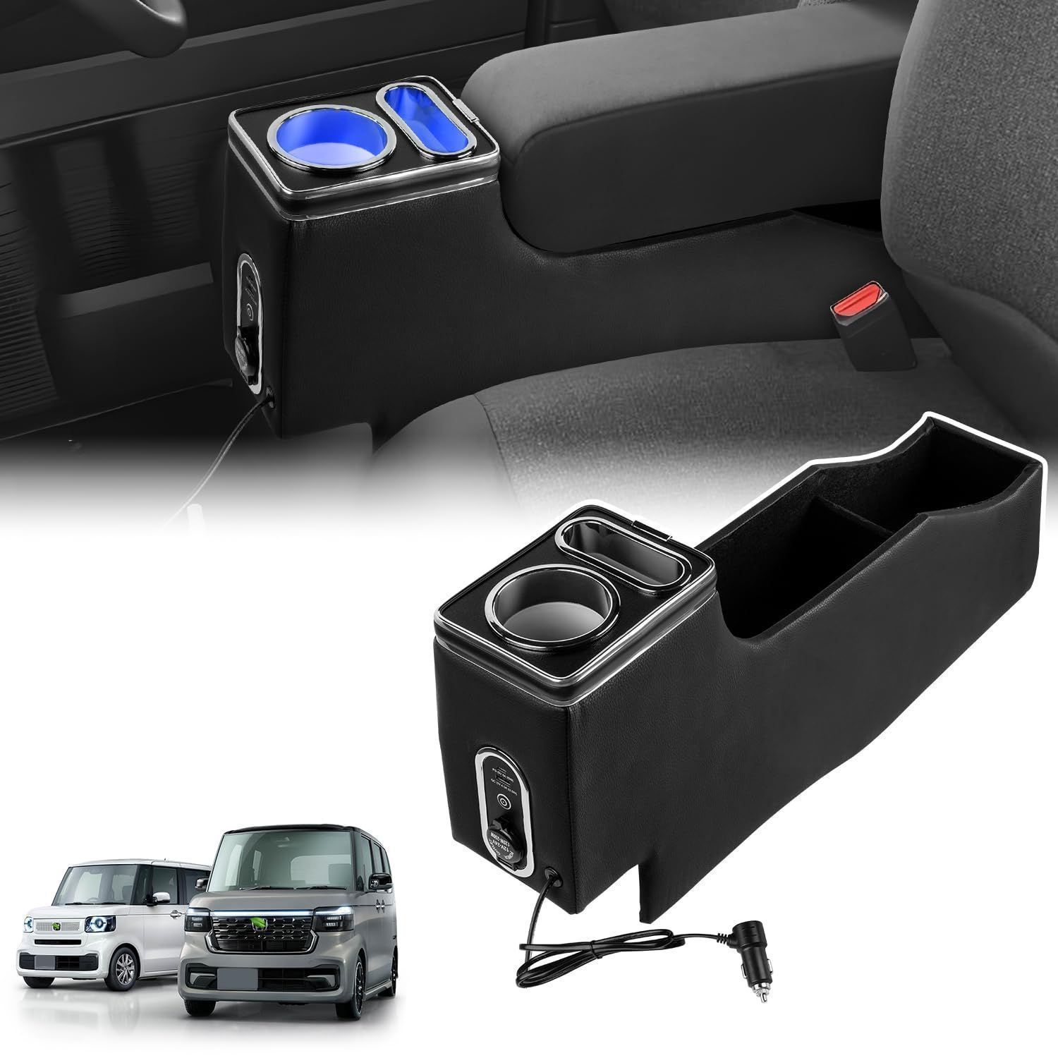 ホンダ N-BOX カスタム JF5/6 JF3/4に適合 センターコンソールボックス アームレスト n box custom 肘置き 肘掛け 急速充電 Type-C QC3.0 USBポート スマホ置き ドリンクホルダー 大容量収納 多機能 PUレザー アク