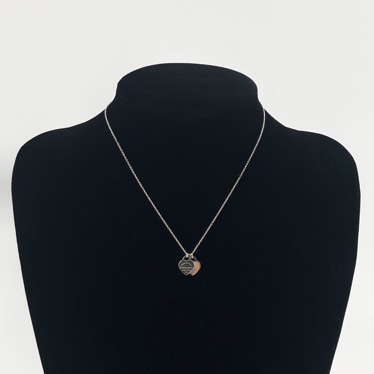 TIFFANY&Co.（ティファニー） エルサペレッティ ダブル ハート タグ ペンダント Ag925 ネックレス 2.68g シルバー