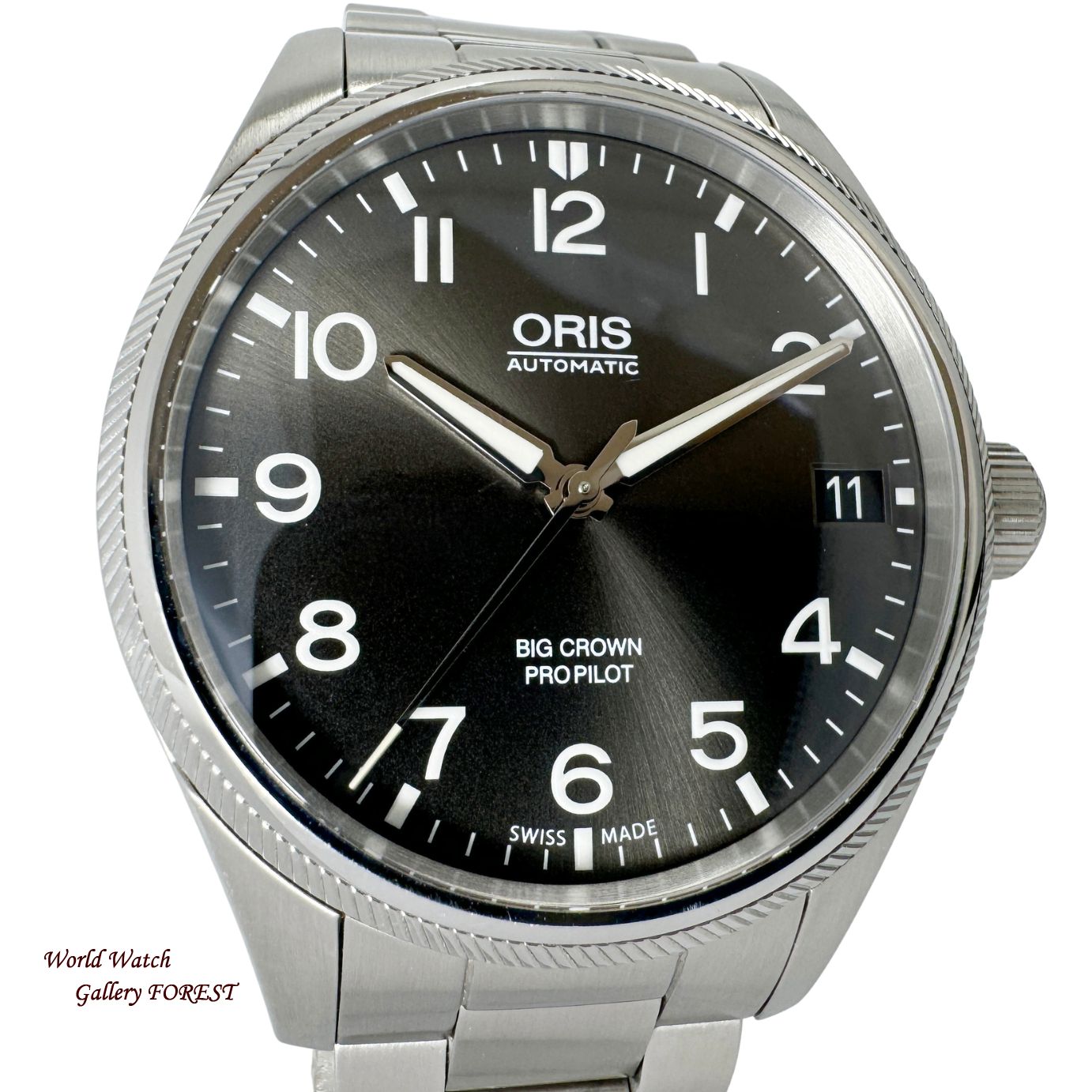 【オリス ORIS☆ビッグクラウン☆プロパイロット】01 751 7697 4063 中古 メンズ腕時計 自動巻き グレー文字盤☆Aランク☆