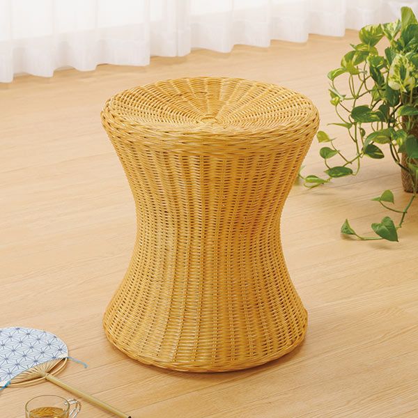 ラタンスツール 円形 籐家具 高さ41cm （ 椅子 イス チェア アジアン ）