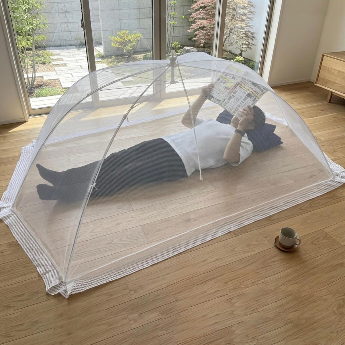 蚊帳 ワンタッチ 大人用 洗える シングル 折りたたみ （ かや カヤ 天蓋 カーテン エアコン 風よけ 虫さされ コンパクト 持ち運び 手洗い 日本製 クーラー 冷風 直風 蚊 対策 エアコン対策 夏 お昼寝 寝室 リビング 屋外 テント ）