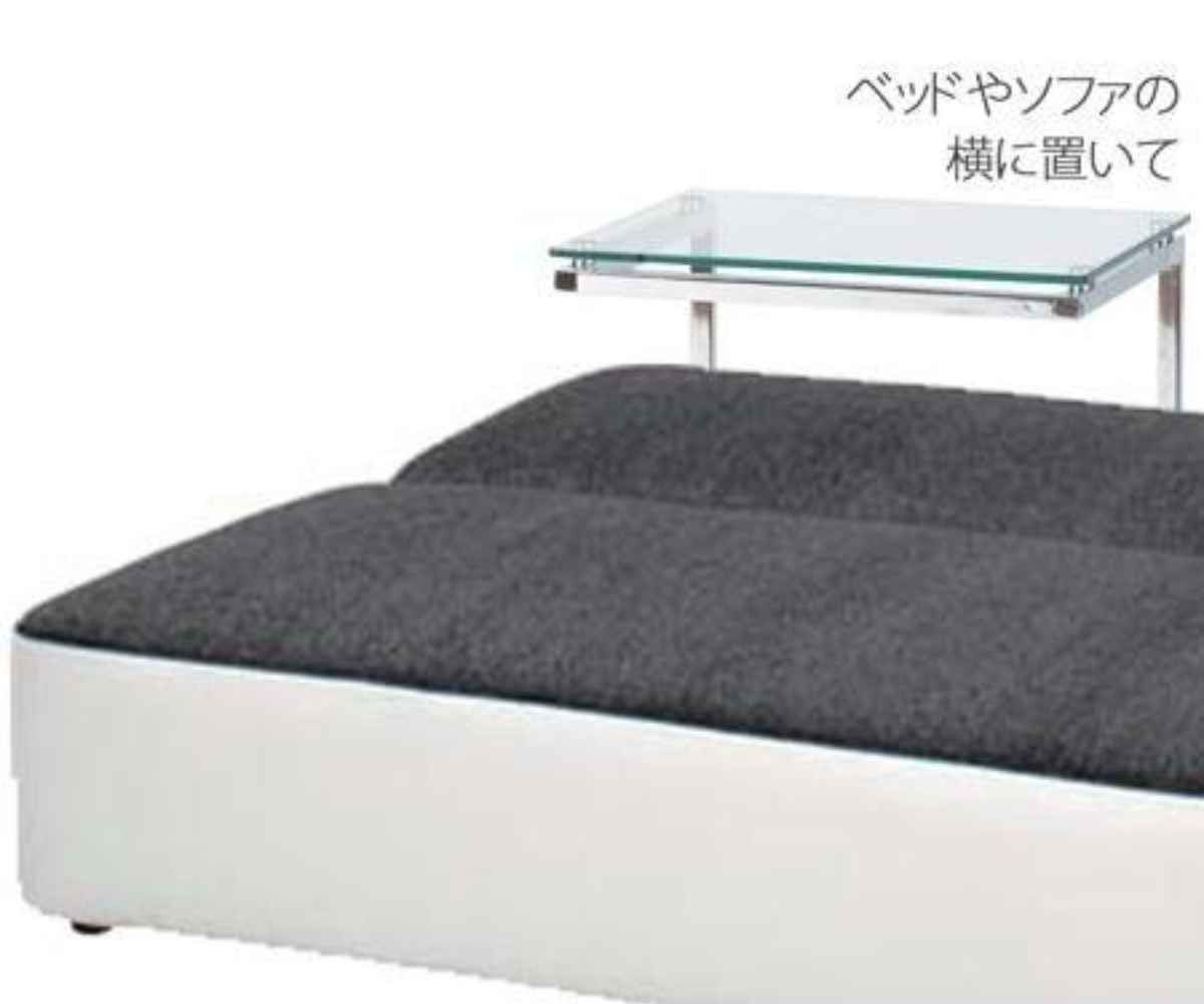 サイドテーブル スタイリッシュ 高さ54.5cm （ ガラス ベッドテーブル ナイトテーブル ソファ サイド テーブル シンプル スチール脚 リビング 寝室 ）
