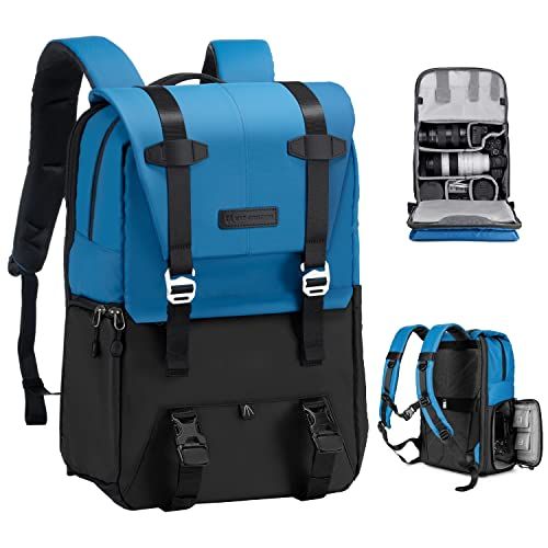 K＆F Concept カメラバッグ おしゃれ カメラリュック カメラバックパック 2気室 20L 大容量 レインカバー付き防水 一眼レフ/DSLRカメラ/レンズ/16インチPC/三脚収納可 出張/旅行/撮影用バッグ★m 27f56233 14,176円