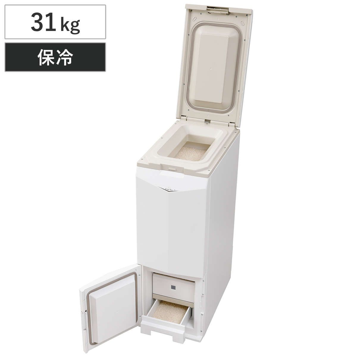 米びつ 31kg 保冷米びつ クールエース （ 米櫃 こめびつ 米保冷庫 保冷 冷蔵 電動 大容量 スリム コンパクト 計量 鮮度保持 ライスボックス 米保存 お米入れ お米収納 米 こめ 計量式 劣化防止 新鮮 15度キープ 残量 ） 40,287円