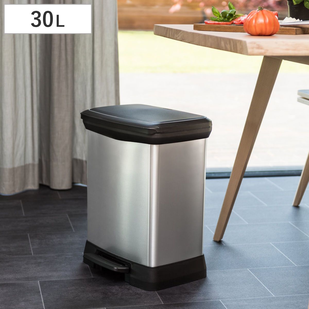 ゴミ箱 30L Deco ペダルビン ペダル式 （ ごみ箱 30リットル デコ ペダル ふた付き 軽量 ステンレス風 シンプル プラスチック スタイリッシュ 袋止め付き 分別 ） 15,400円