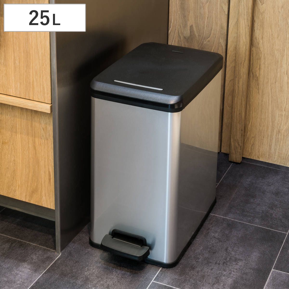 ゴミ箱 25L Deco ペダルビン ペダル式 （ ごみ箱 25リットル デコ ペダル ふた付き 軽量 ステンレス風 シンプル プラスチック スタイリッシュ 袋止め付き 分別 ） 17,600円