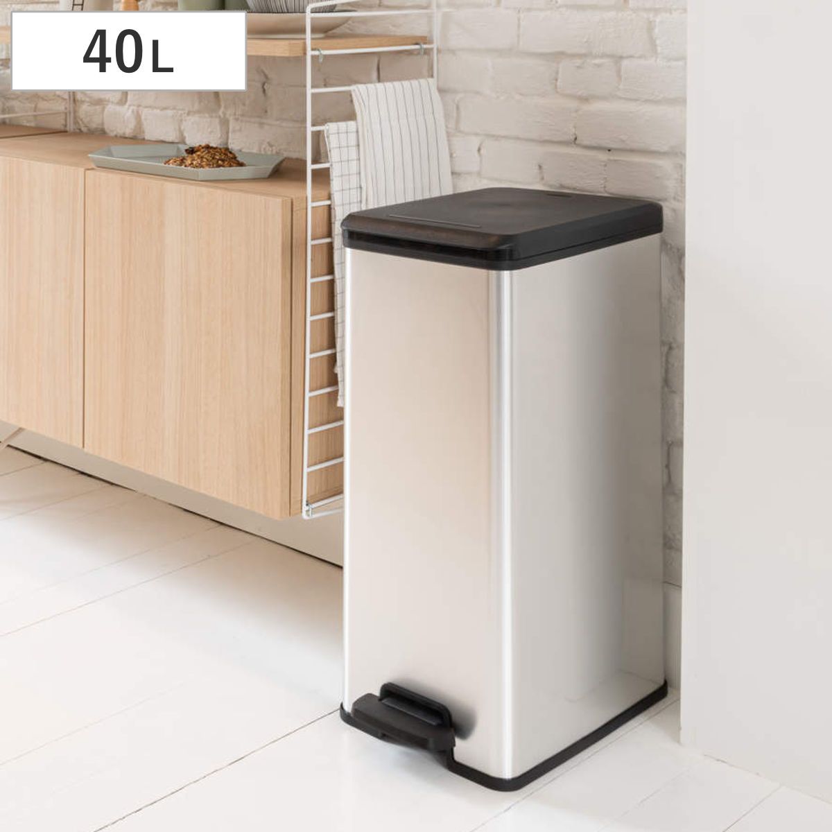 ゴミ箱 40L ステンレス Deco ペダルビン ペダル式 （ ごみ箱 40リットル デコ ペダル ふた付き 軽量 シンプル プラスチック スタイリッシュ 袋止め付き 分別 ） 18,700円