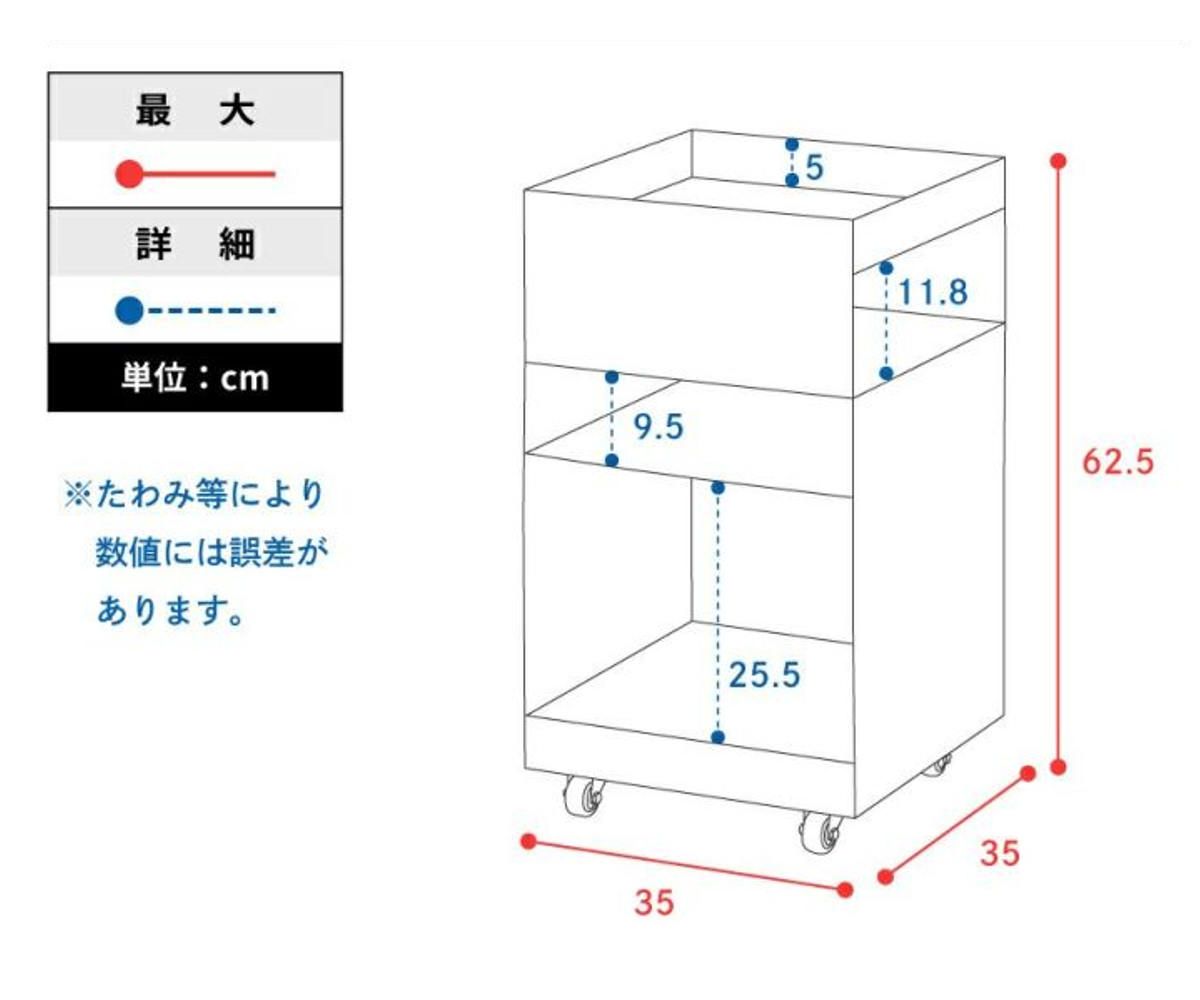 デスクワゴン 幅35cm キャスター付き 棚付き スチールワゴン （ ワゴン サイドワゴン サイドテーブル ソファサイド ベッドサイド 収納 キャビネット オープンワゴン 小物 ディスプレイ 本棚 雑誌 デスク横 デスク下 サイドチェスト ）