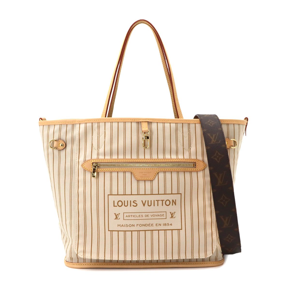 未使用 展示品 ルイ ヴィトン LOUIS VUITTON モノグラム ネヴァーフル インサイドアウト MM トート ショルダー バッグ サンド 90336453 170,000円
