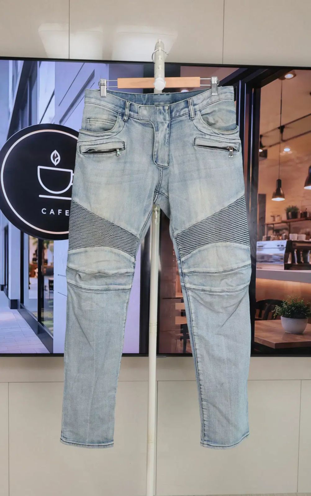 膝ゴージ デザインテープ 良い BALMAIN バルマン デニム 32 33 11,566円