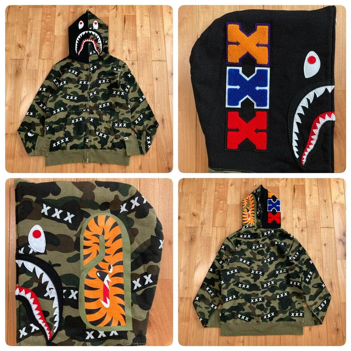 GOD SELECTION XXX × BAPE シャーク パーカー Mサイズ shark full zip hoodie a bathing ape エイプ ベイプ ゴッドセレクション z7775