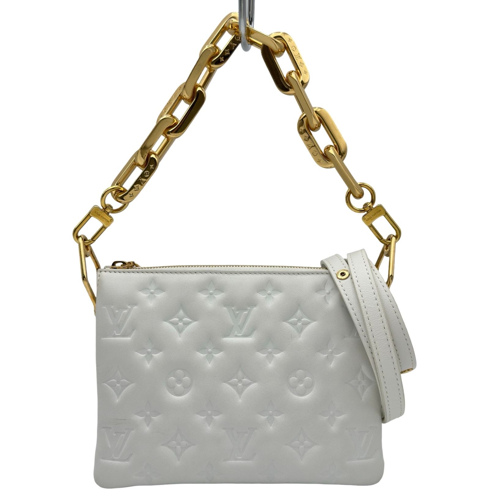 ルイ・ヴィトン LOUIS VUITTON クッサンBB M20567 ホワイト モノグラム ・エンボス レディース ショルダーバッグ