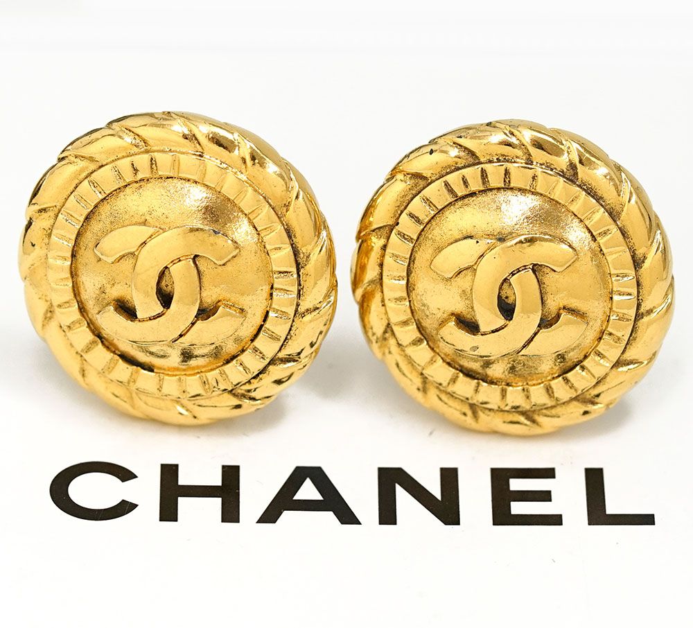 シャネル CHANEL ココマーク 丸型 ラウンド イヤリング ゴールド 【極美品】