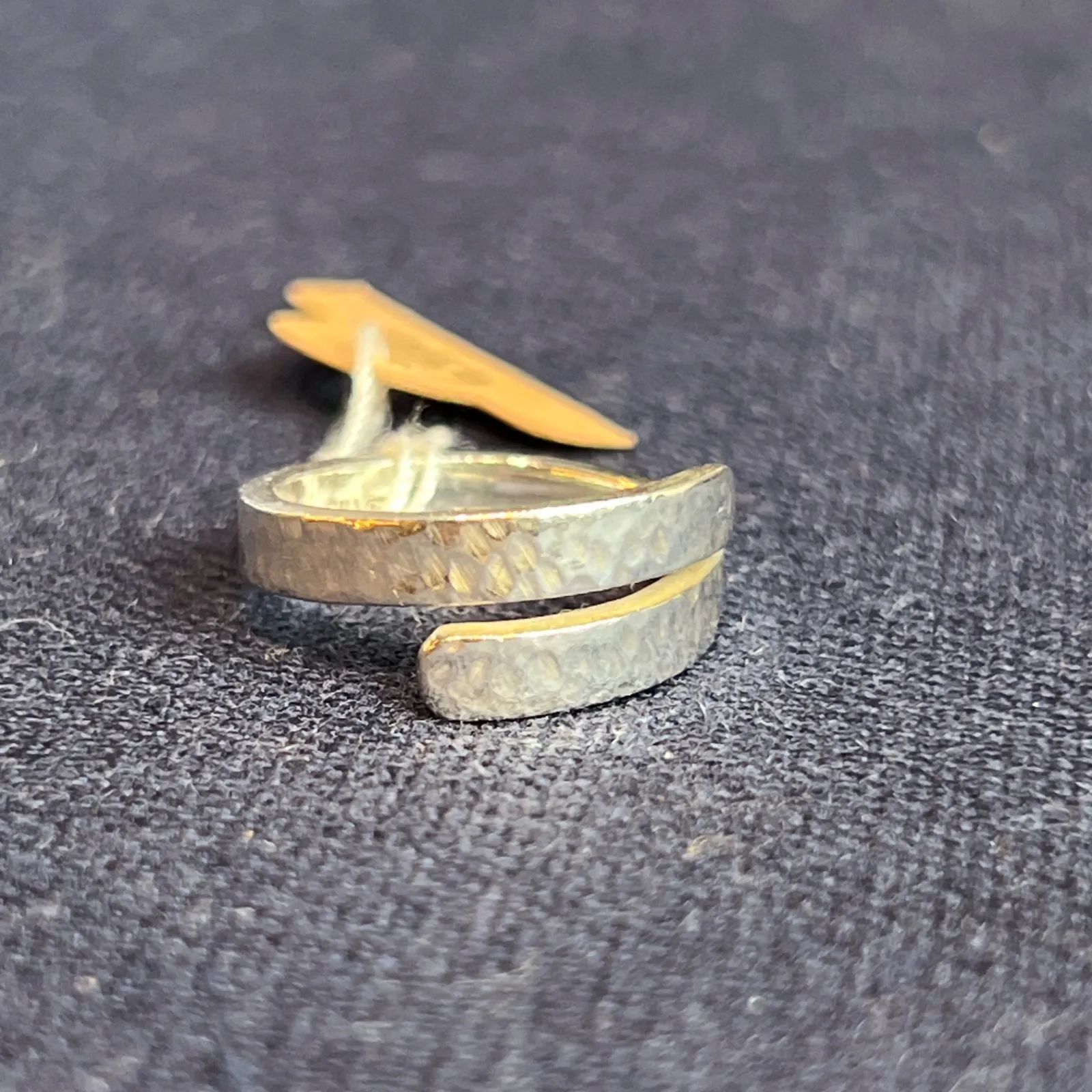 Silver Engraved Spiral Ring Ring Open Silver Hammered Unisex