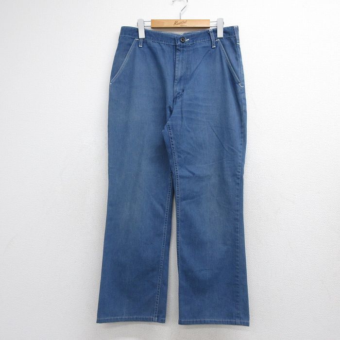 W32/古着 ラングラー パンツ メンズ 80年代 80s USA製 タロン ネイビー 26aug12