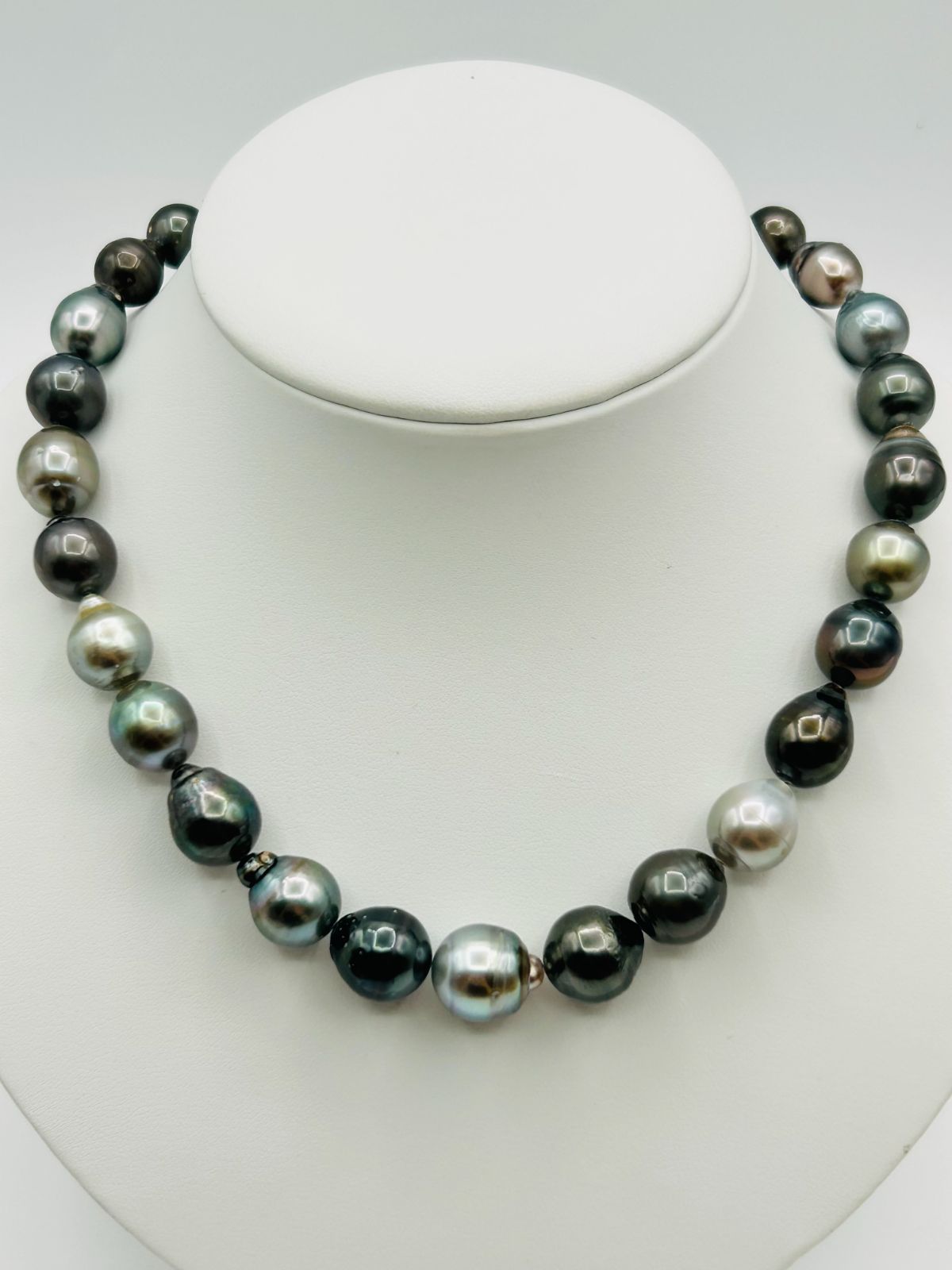 タヒチ 黒蝶 パール ネックレス マルチカラー 真珠 9.0~13.9mm BLACKPEARL 大渓地
