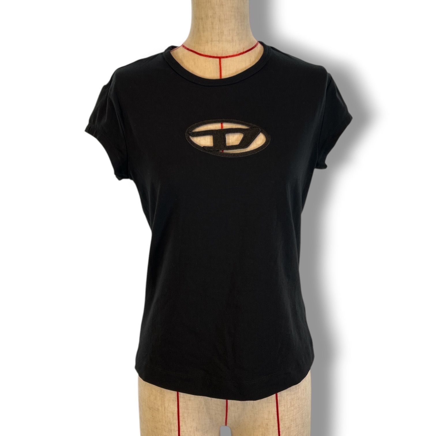 DIESEL ディーゼル T-ANGIE Tシャツ トップス カットアウト ロゴ ブラック 黒 サイズM レディース 夏 ゴーゴー古着セントラルパーク名古屋店 2 No.久3113