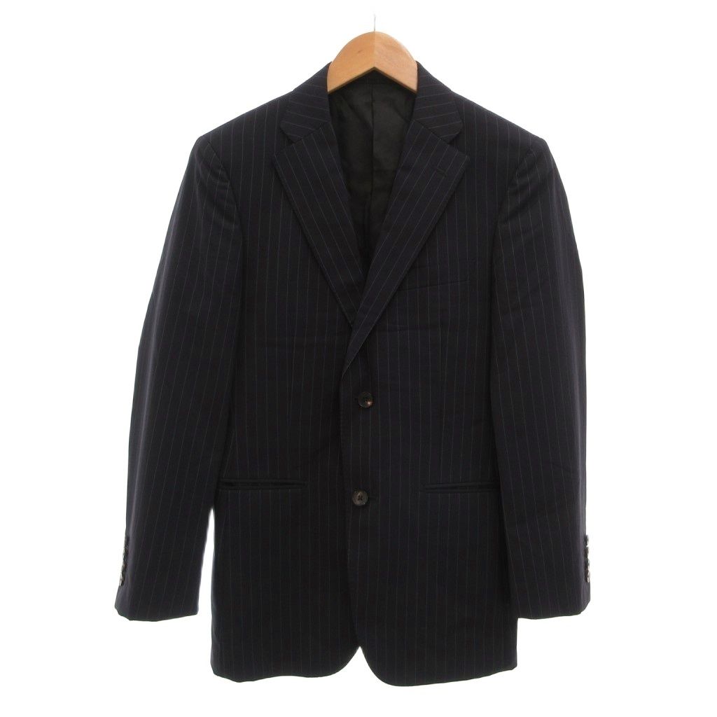 バーバリーブラックレーベル BURBERRY BLACK LABEL テーラードジャケット 38R 紺 ネイビー シングルブレスト ストライプ柄 背抜き /NU ■GY09 6,319円