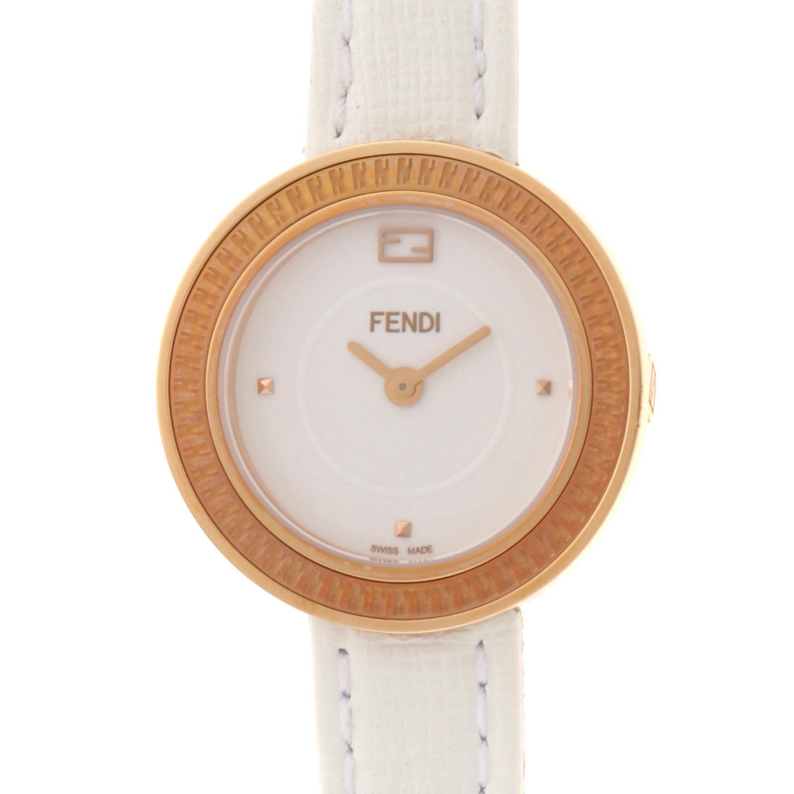 FENDI フェンディ マイウェイ 35000S 腕時計 ステンレススチール/革 ホワイト レディース 保証書・箱あり【中古】434
